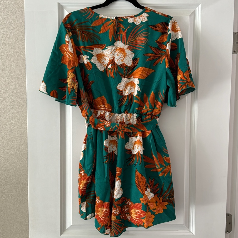 SHEIN Teal Floral Jumpsuit - Picture 3 of 5